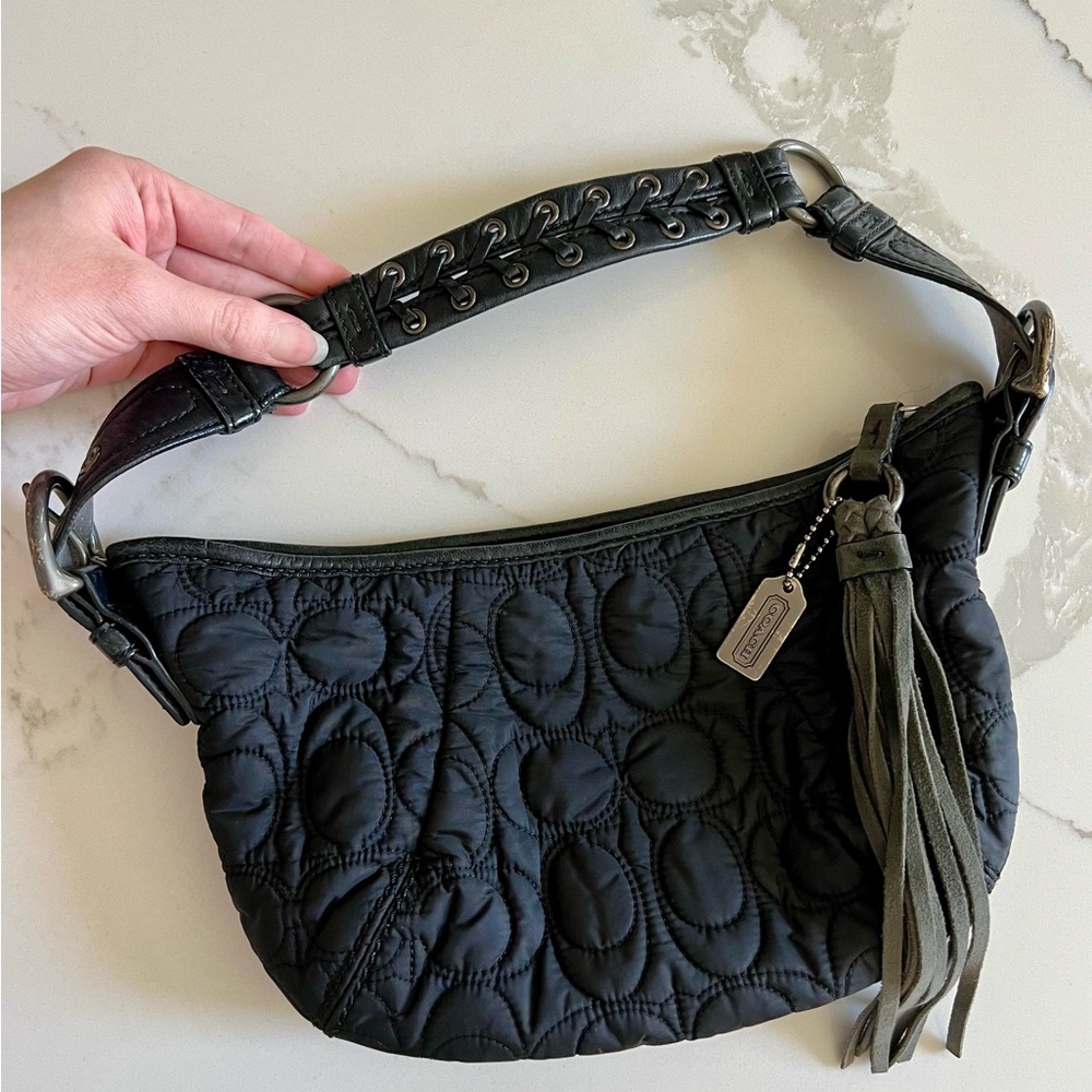 Coach Black Crescent Shoulder Bag with Quilted Design